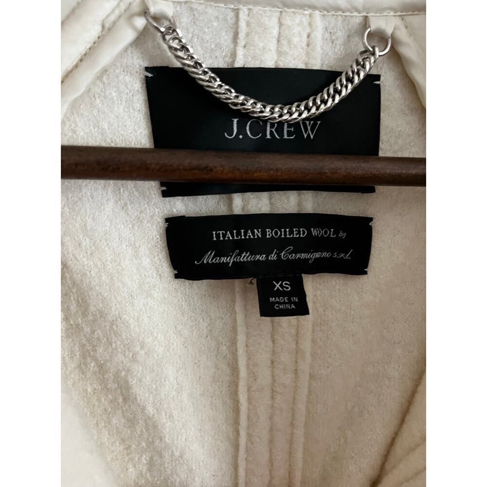 J Crew Italian Boiled Wool Zip Up Coat Cream XS - Picture 4 of 9